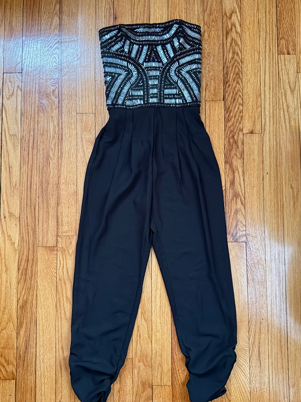 Parker Giovanna Embellished Strapless Black Jumpsuit